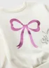 Girls Cream Foil Bow Detail Sweatshirt (1-7yrs) - 1-1.5 Yrs Image 2