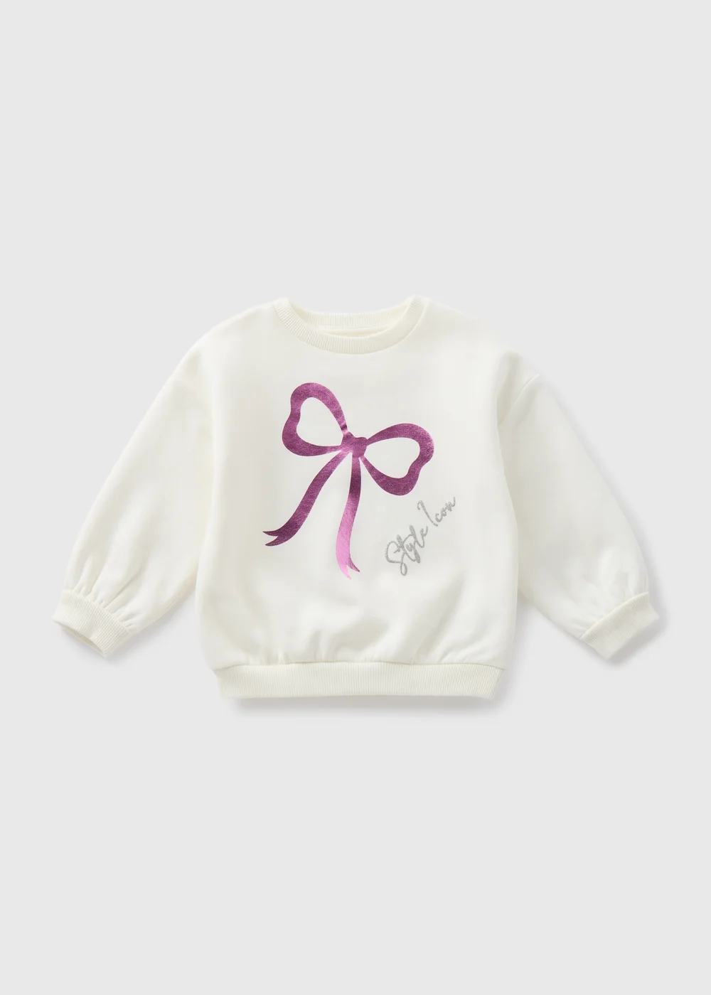 Girls Cream Foil Bow Detail Sweatshirt (1-7yrs) - 1-1.5 Yrs Image 1