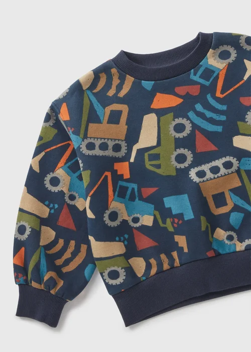 Boys Navy Vehicle Sweatshirt (1-7yrs) - 1-1.5 Yrs Image 2