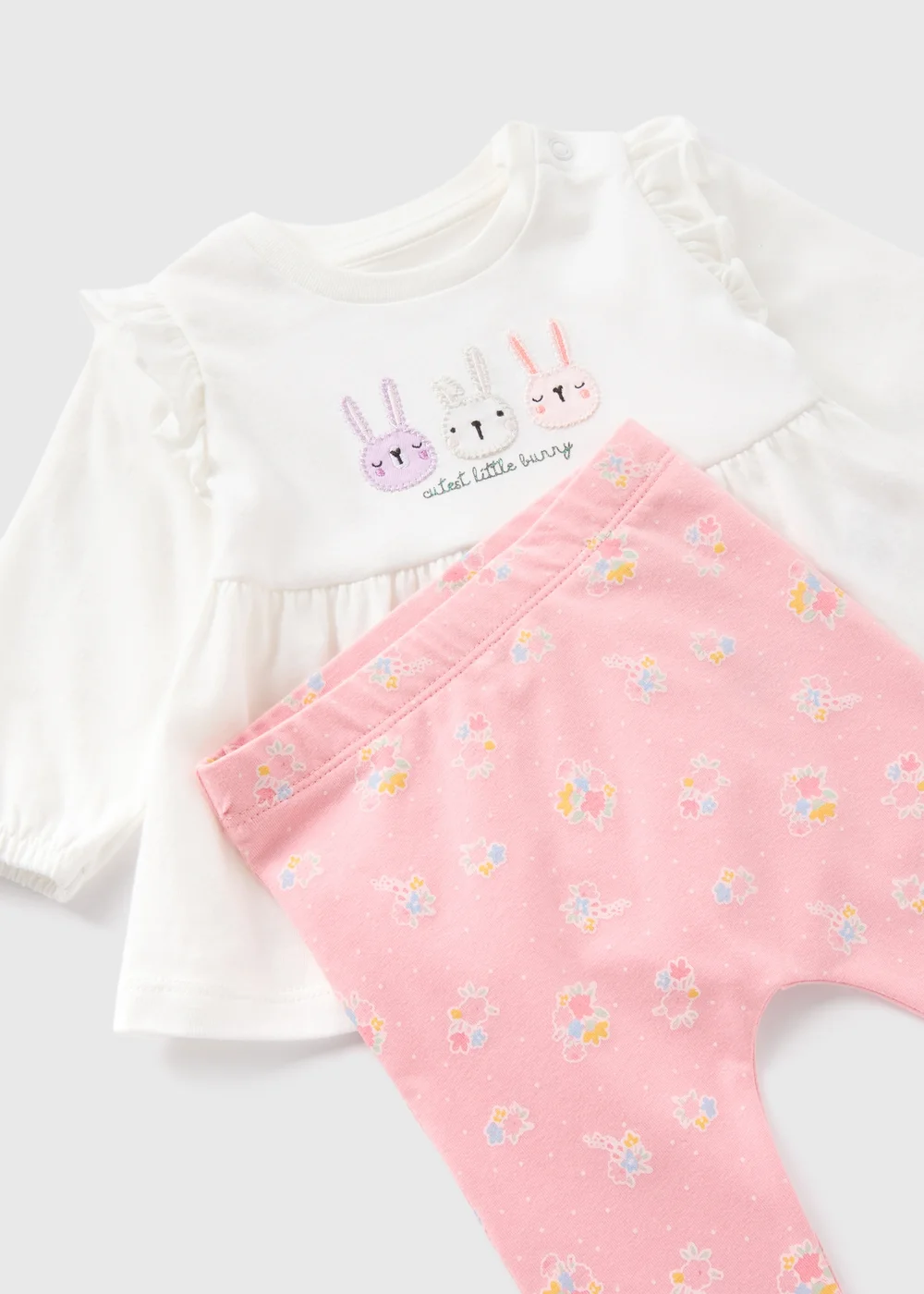 Baby Pink Bunny Top & Legging Set (Newborn-23mths) - 0-3 months Image 2
