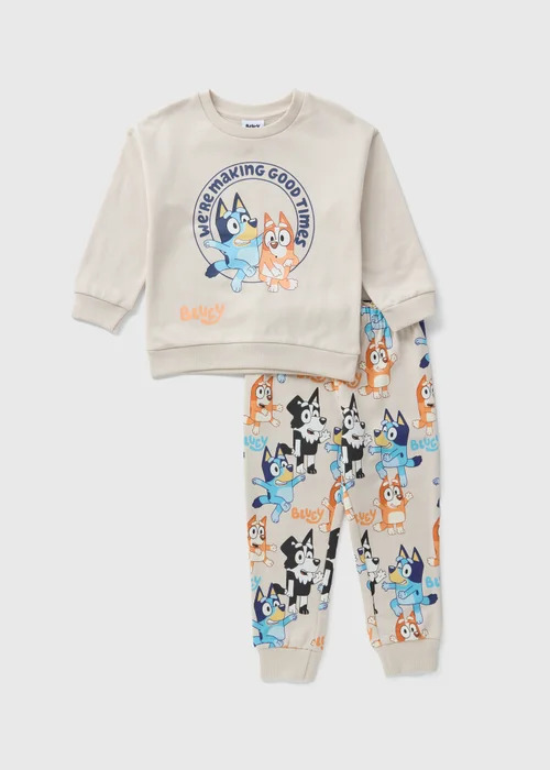 Bluey Boys Cream Sweatshirt & Jogging Bottoms Set (1-7yrs) - 1 half year to 2 Image 1