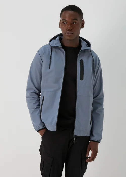 Souluxe Blue Hooded Windbreaker Jacket - S Image 1
