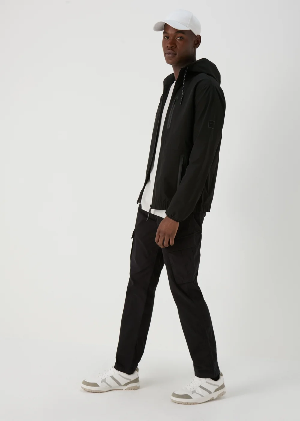 Black Hooded Windbreaker Jacket - S Image 4