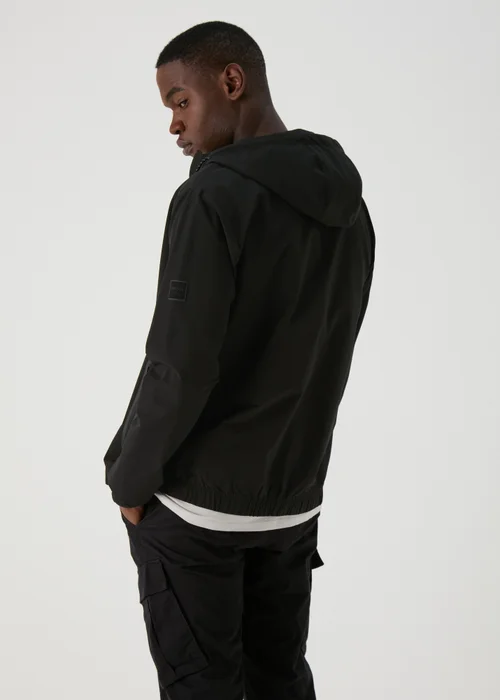 Black Hooded Windbreaker Jacket - S Image 2