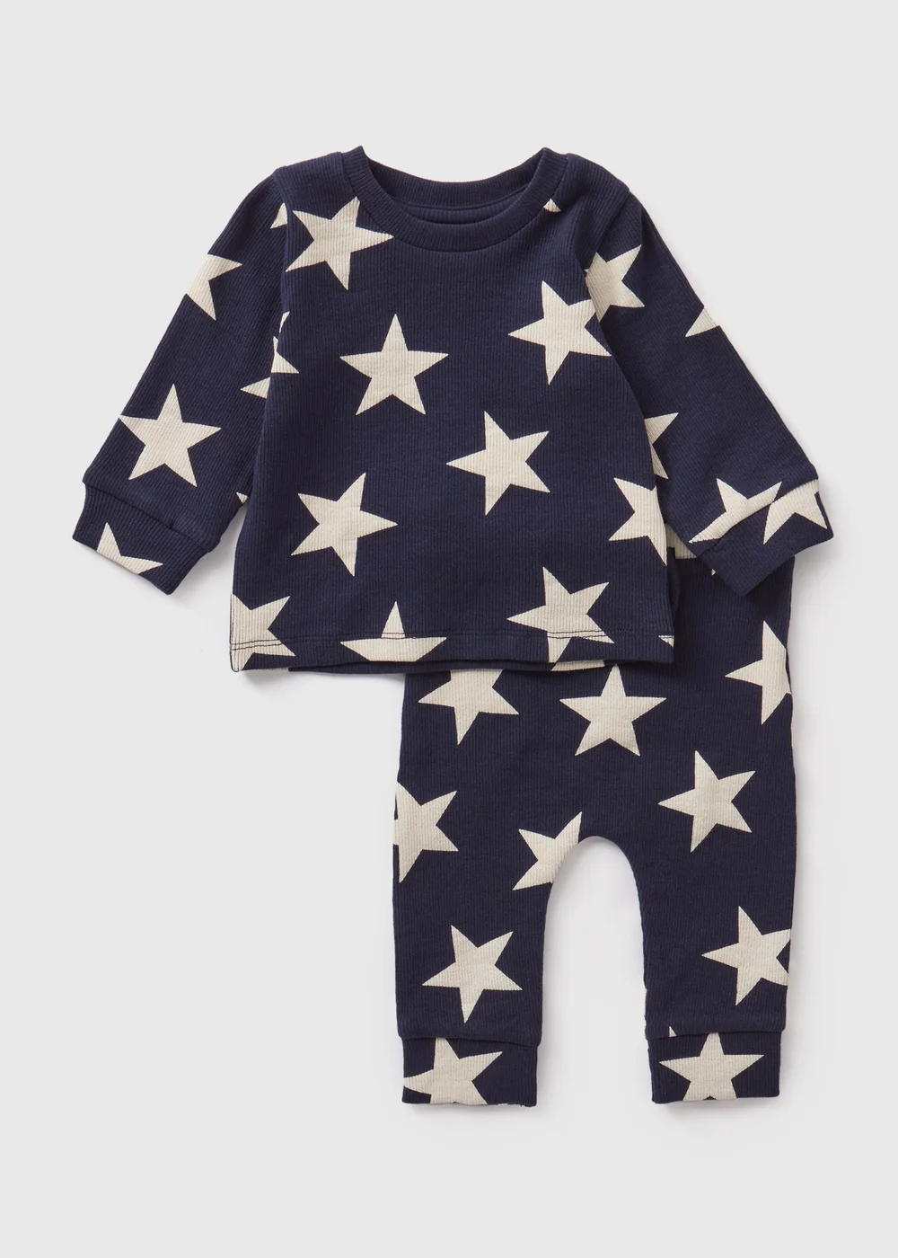 Baby Navy Star Ribbed Top & Leggings Set (Newborn-23mths) - Age 0 - 3 Months Image 1