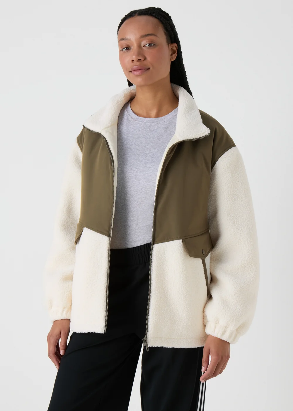Khaki Padded Fleece Coat - 8 Image 1