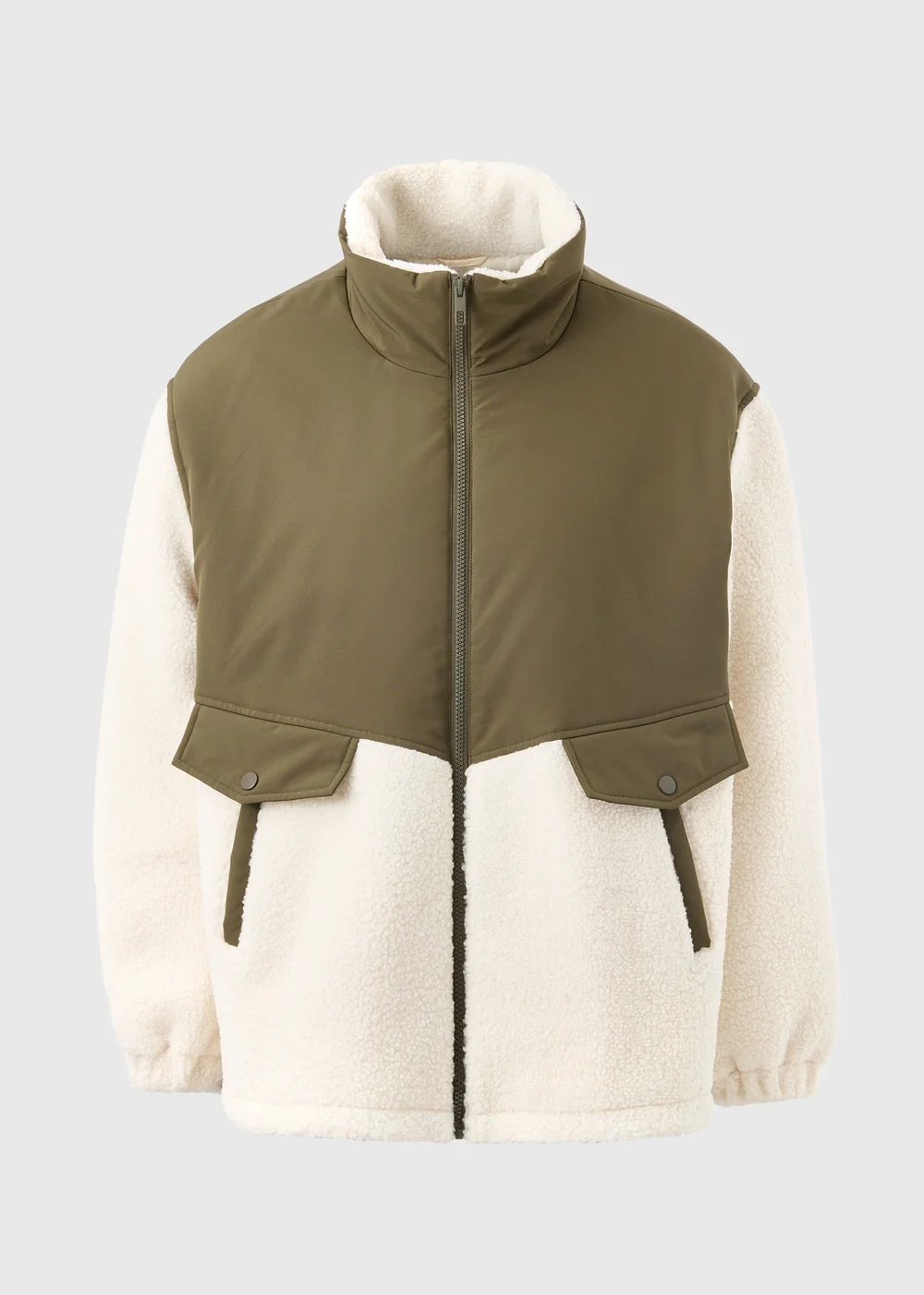 Khaki Padded Fleece Coat - 8 Image 4