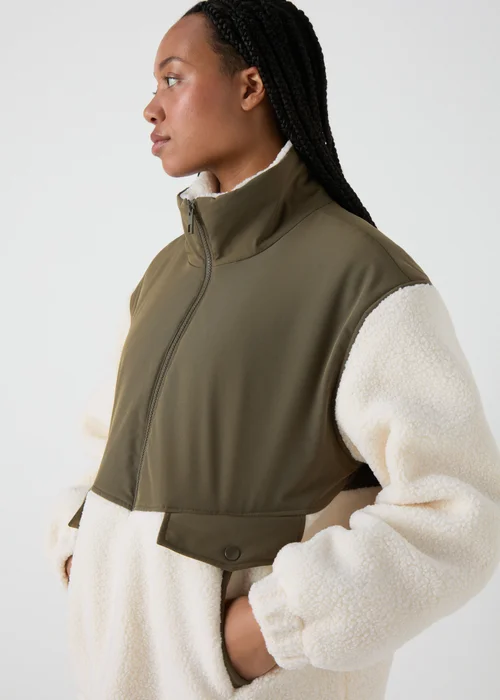 Khaki Padded Fleece Coat - 8 Image 3