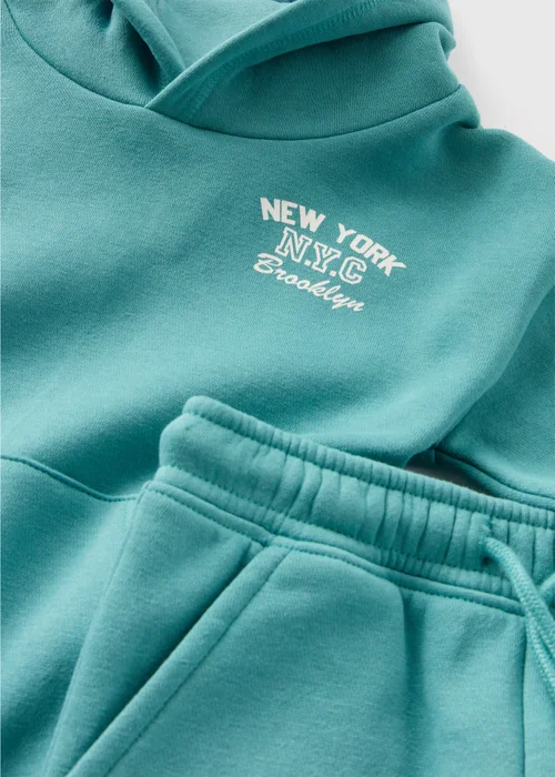 Boys Teal Hoodie & Jogging Bottoms Set (1-7yrs) - 1 half year to 2 Image 2