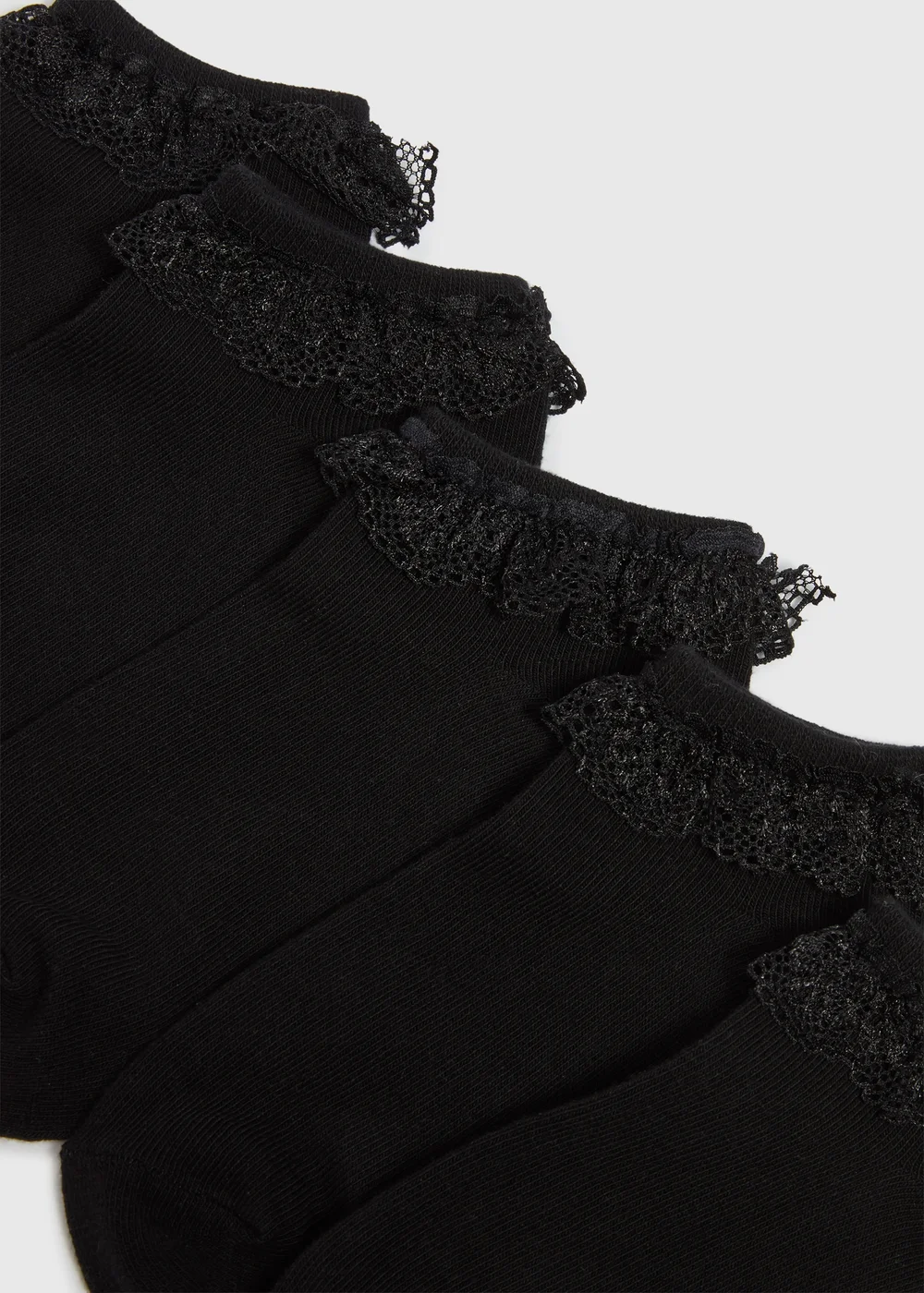 5 Pack Girls Black Lace Trainer Socks (Younger 6-Older 5.5) - 4-5.5 Image 2