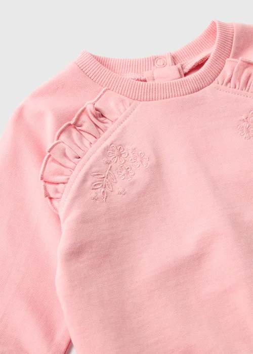 Baby Pink Embroidered Sweatshirt & Leggings Set (Newborn-23mths) - Age 0 - 3 Months Image 2