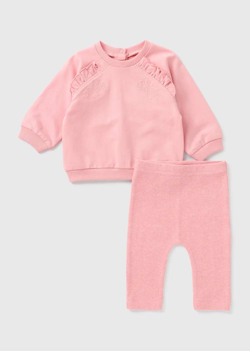 Baby Pink Embroidered Sweatshirt & Leggings Set (Newborn-23mths) - Age 0 - 3 Months Image 1