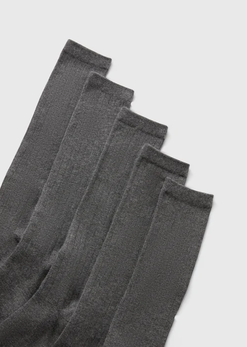 5 Pack Girls Grey Ribbed Knee High Socks (Younger 6-Older 5.5) - 4-5.5 Image 2