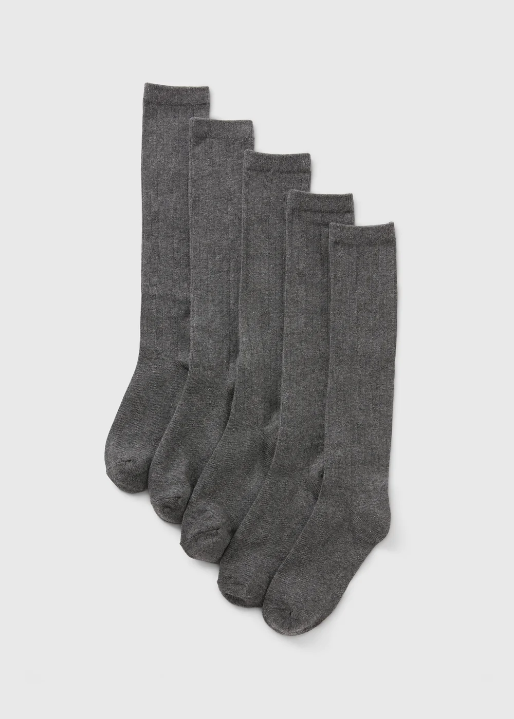 5 Pack Girls Grey Ribbed Knee High Socks (Younger 6-Older 5.5) - 4-5.5 Image 1