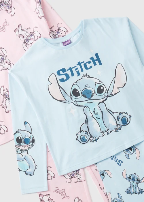 Disney 2 Pack Kids Pink Stitch & Angel Pyjama Set (4-13yrs) - Age 4 Years Image 2