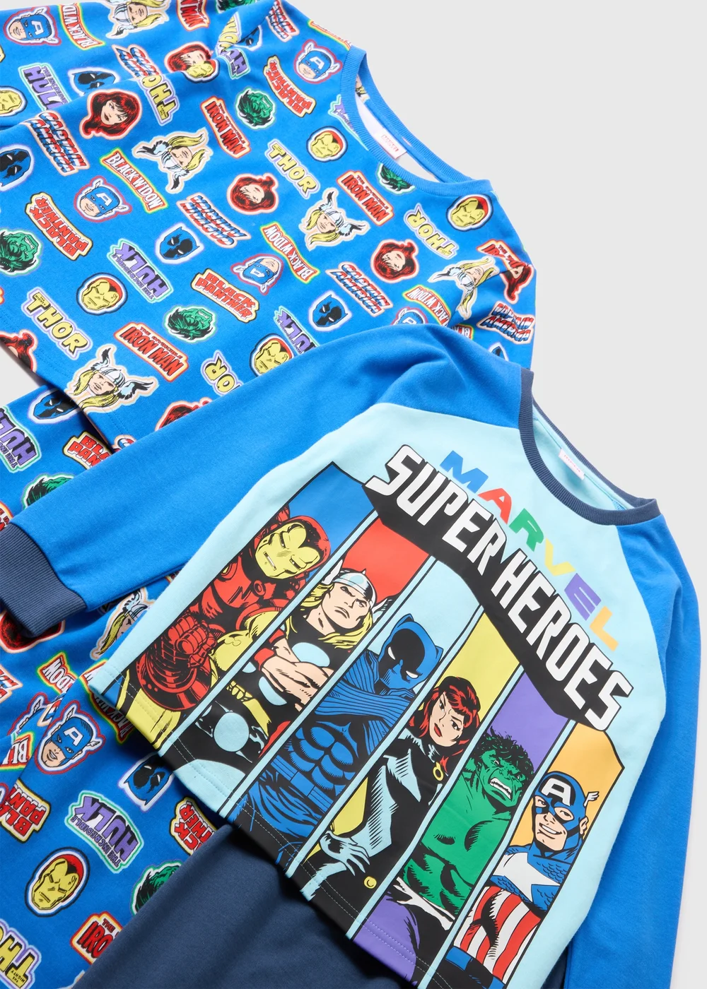 Marvel 2 Pack Kids Blue Superheros Pyjama Set (4-13yrs) - Age 4 Years Image 2