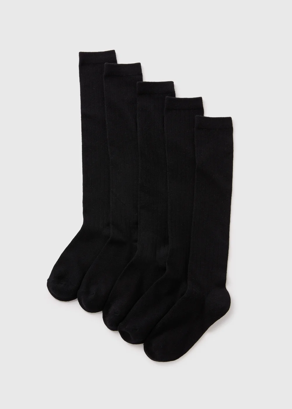 5 Pack Girls Black Ribbed Knee High Socks (Younger 6-Older 5.5) - 4-5.5 Image 1
