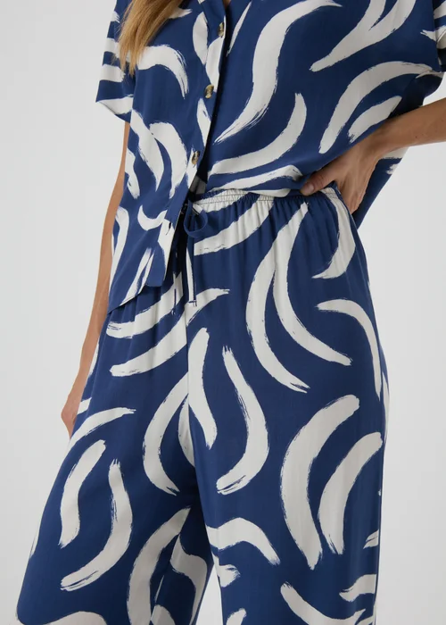 Navy Abstract Print Co Ord Trousers - 8 Image 3