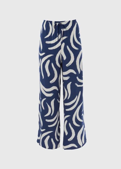 Navy Abstract Print Co Ord Trousers - 8 Image 5