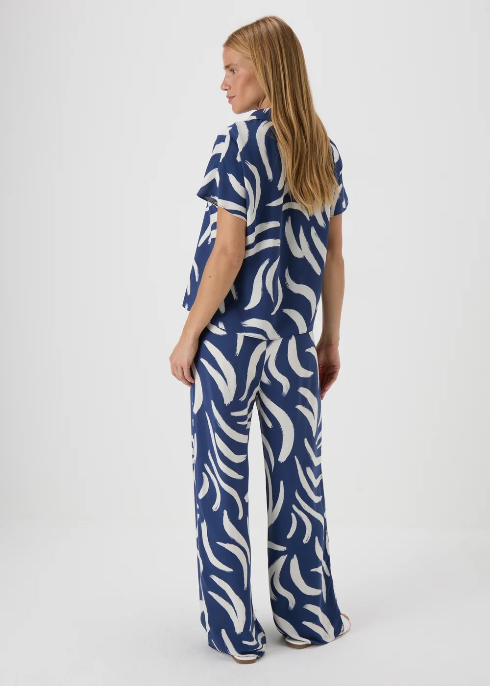 Navy Abstract Print Co Ord Trousers - 8 Image 2