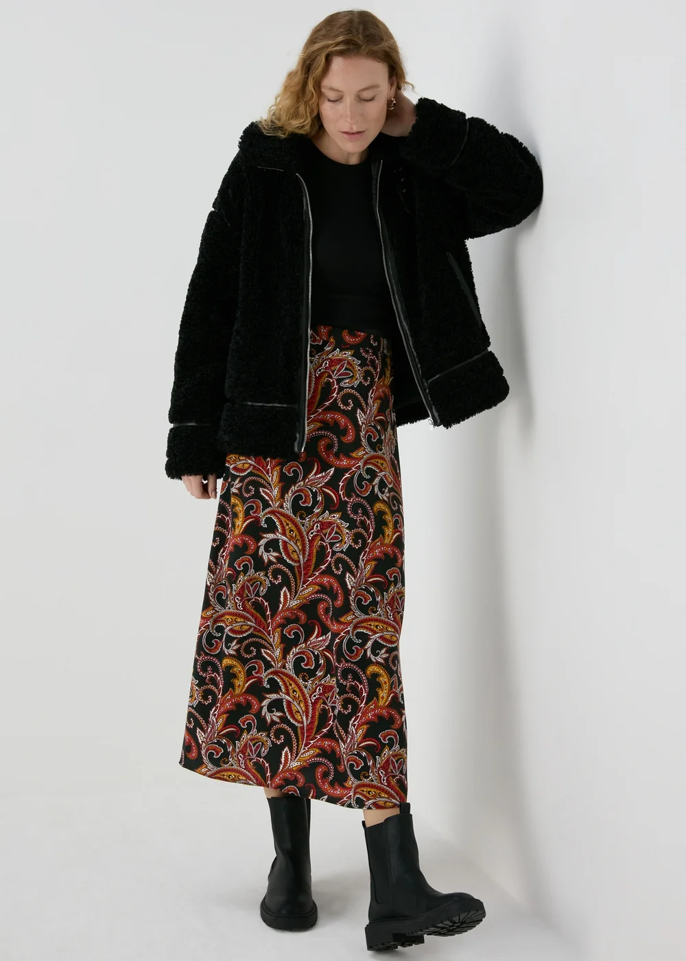 Black Paisley Midi Skirt - 8 Image 4