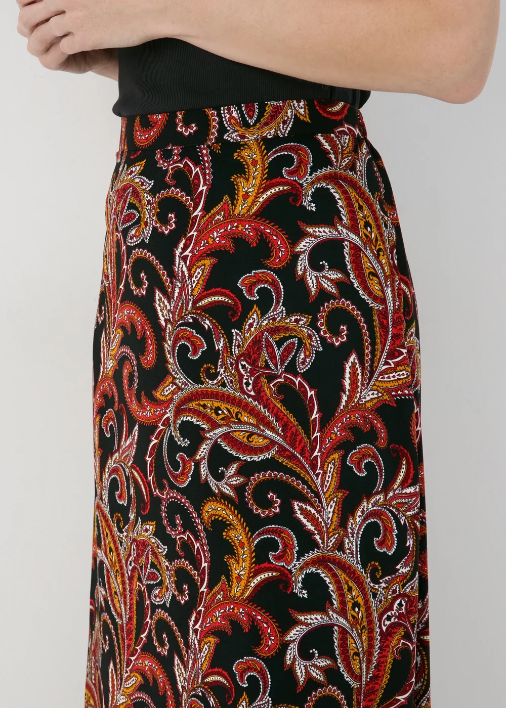 Black Paisley Midi Skirt - 8 Image 3