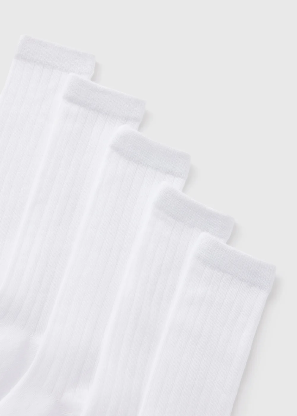 5 Pack Kids White Ribbed Knee High Socks (Younger 6-Older 5.5) - 4-5.5 Image 2