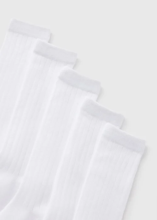 5 Pack Kids White Ribbed Knee High Socks (Younger 6-Older 5.5) - 4-5.5 Image 2
