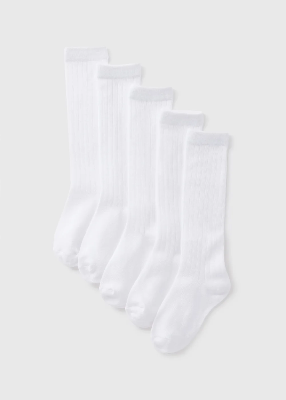 5 Pack Kids White Ribbed Knee High Socks (Younger 6-Older 5.5) - 4-5.5 Image 1