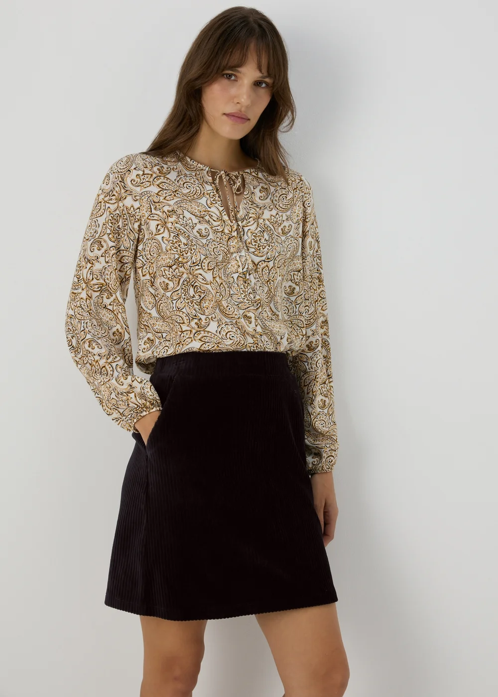 Black Cord Mini Skirt - 8 Image 1