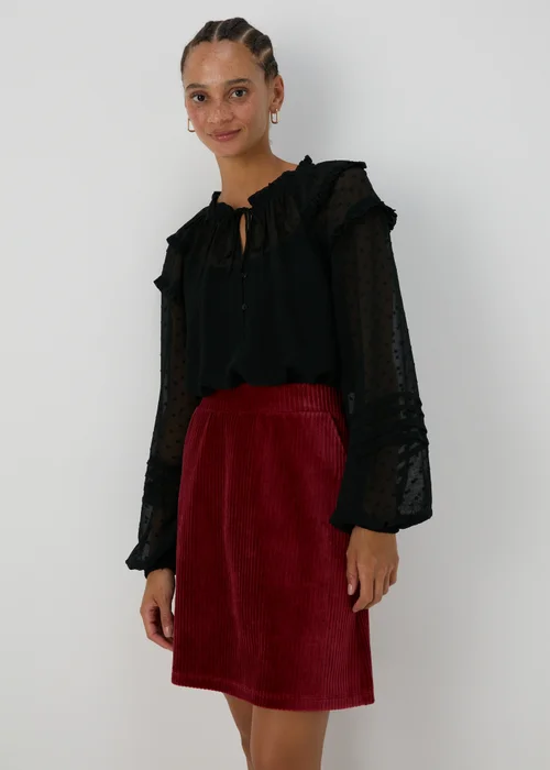 Burgundy Cord Mini Skirt - 8 Image 4