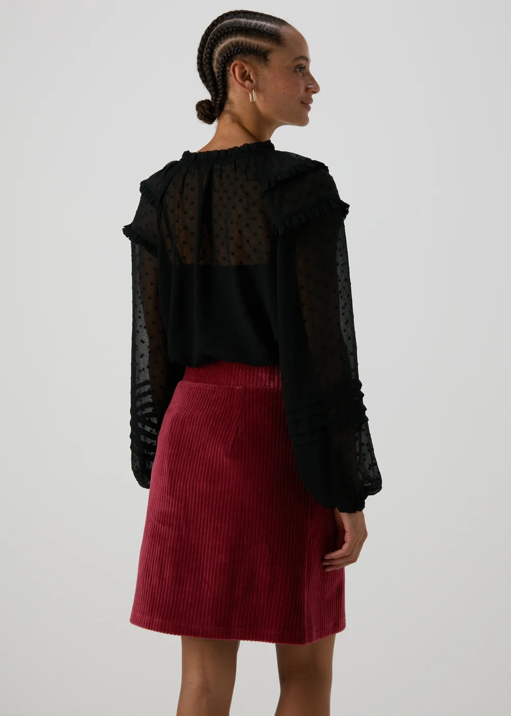 Burgundy Cord Mini Skirt - 8 Image 2