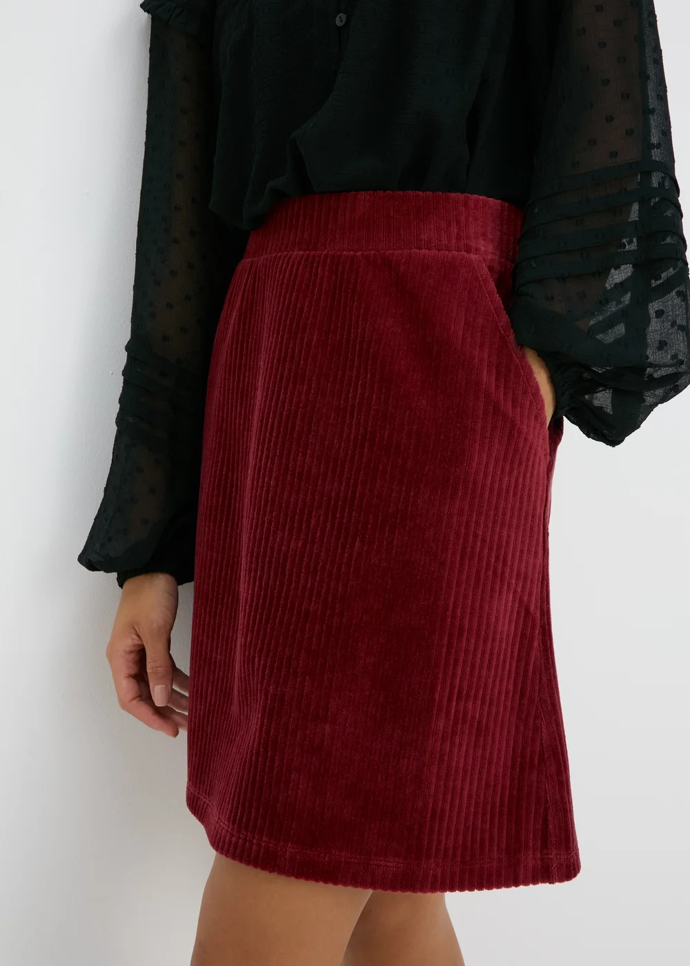 Burgundy Cord Mini Skirt - 8 Image 3