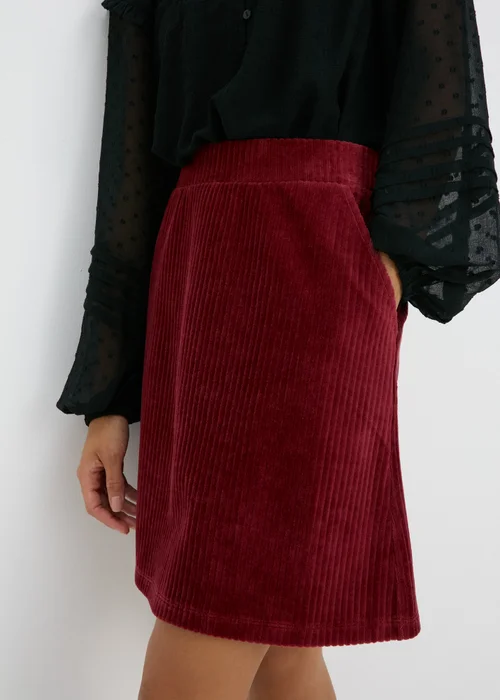 Burgundy Cord Mini Skirt - 8 Image 3