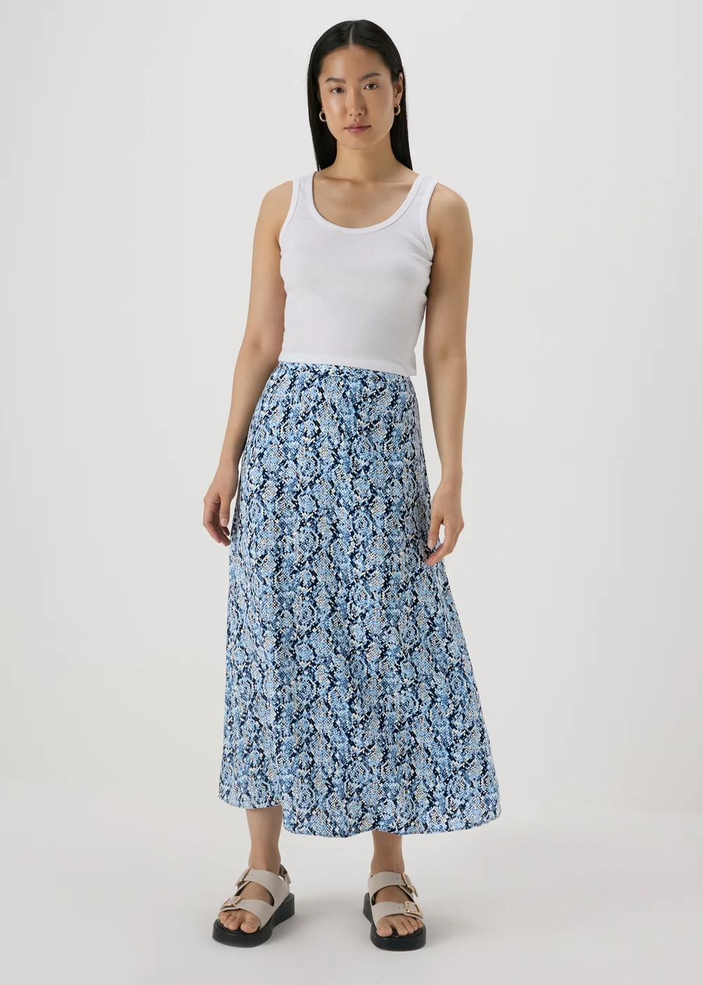 Blue Snake Print Midaxi Skirt - 8 Image 1