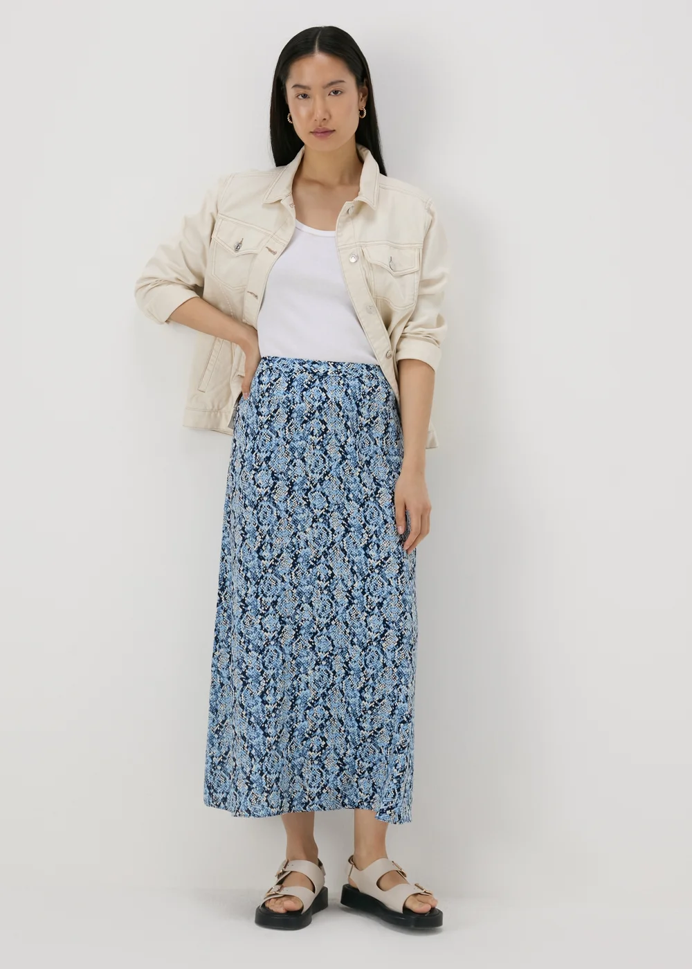 Blue Snake Print Midaxi Skirt - 8 Image 4