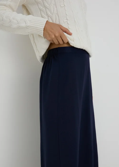 Navy Satin Midaxi Slip Skirt - 8 Image 3