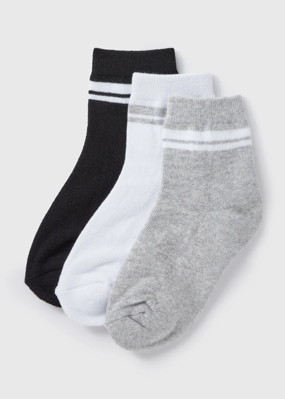 3 Pack Boys White Stripe Sports Socks (Younger 6-Older 6.5) - 4-6.5 Image 1