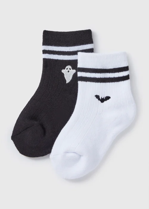 2 Pack Kids Black Halloween Socks (Younger 6-Older 6.5) - 4-6.5 Image 1