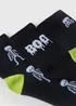 3 Pack Boys Black Skeleton Socks (Younger 6-Older 6.5) - Sizes 6 - 8.5 Image 2