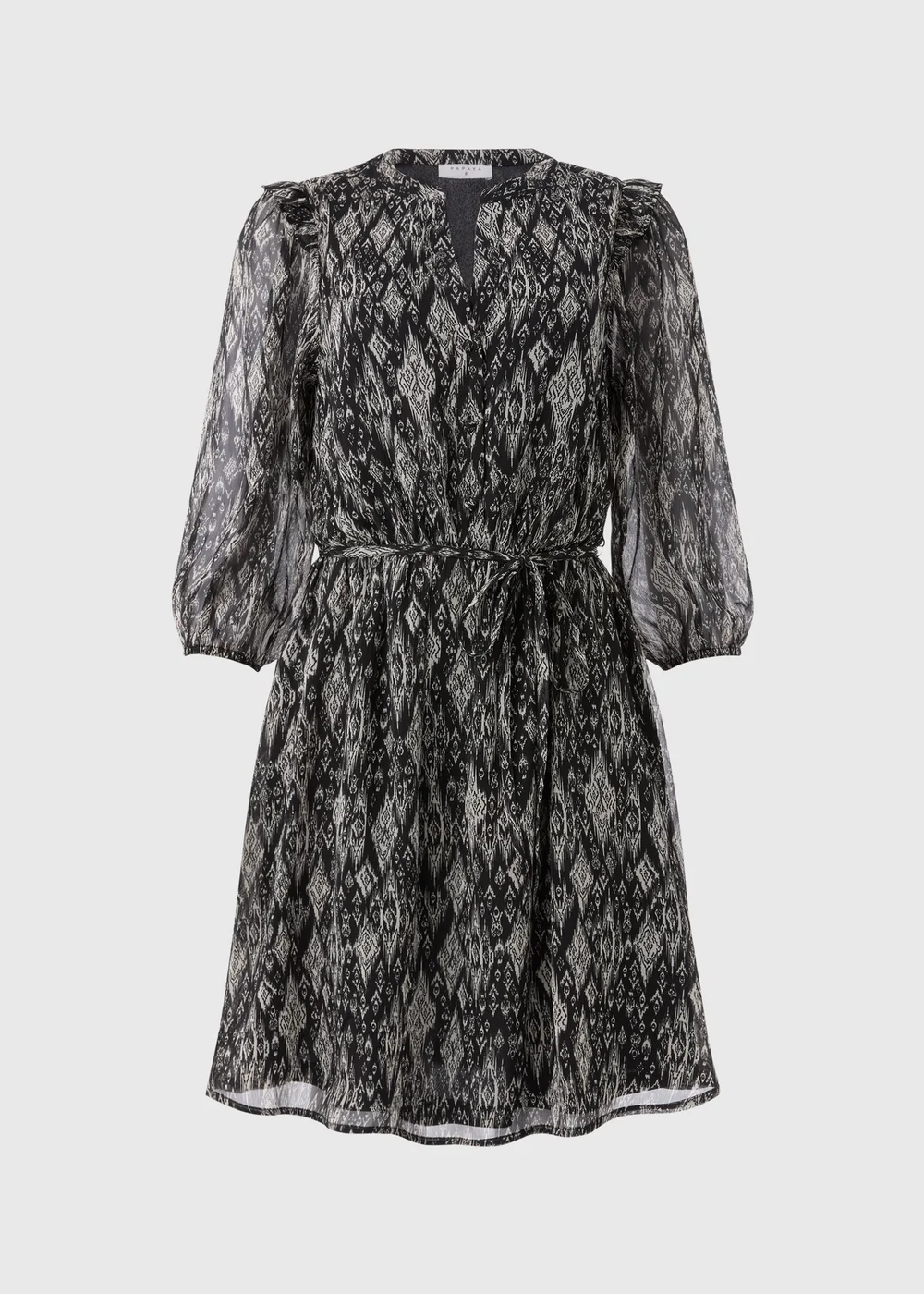 Black Aztec Print Chiffon Mini Dress - 8 Image 5