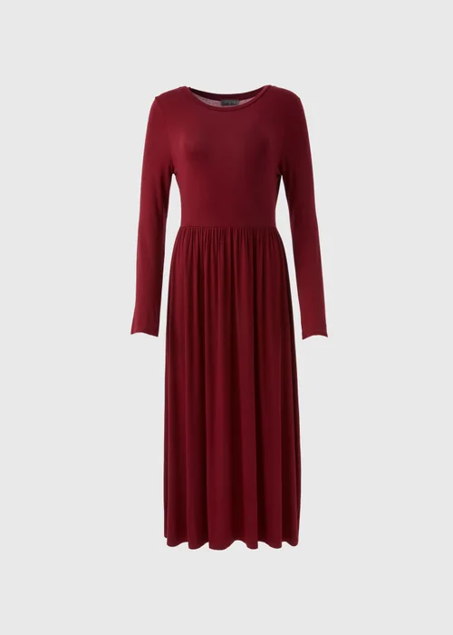 Burgundy Long Sleeve Midi Dress - 8 Image 5
