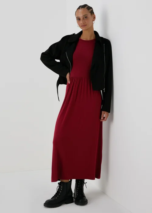 Burgundy Long Sleeve Midi Dress - 8 Image 4
