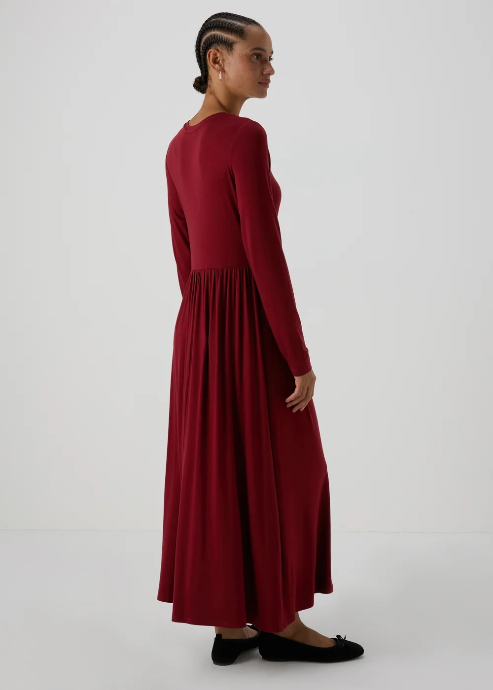 Burgundy Long Sleeve Midi Dress - Size 8 Burgundy Long Sleeve Midi Dress - Size 8