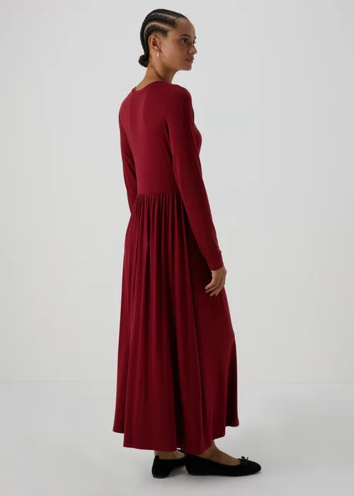 Burgundy Long Sleeve Midi Dress - 8 Image 2