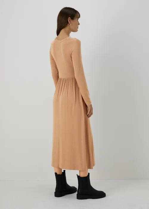 Camel Long Sleeve Midi Dress - 8 Image 2