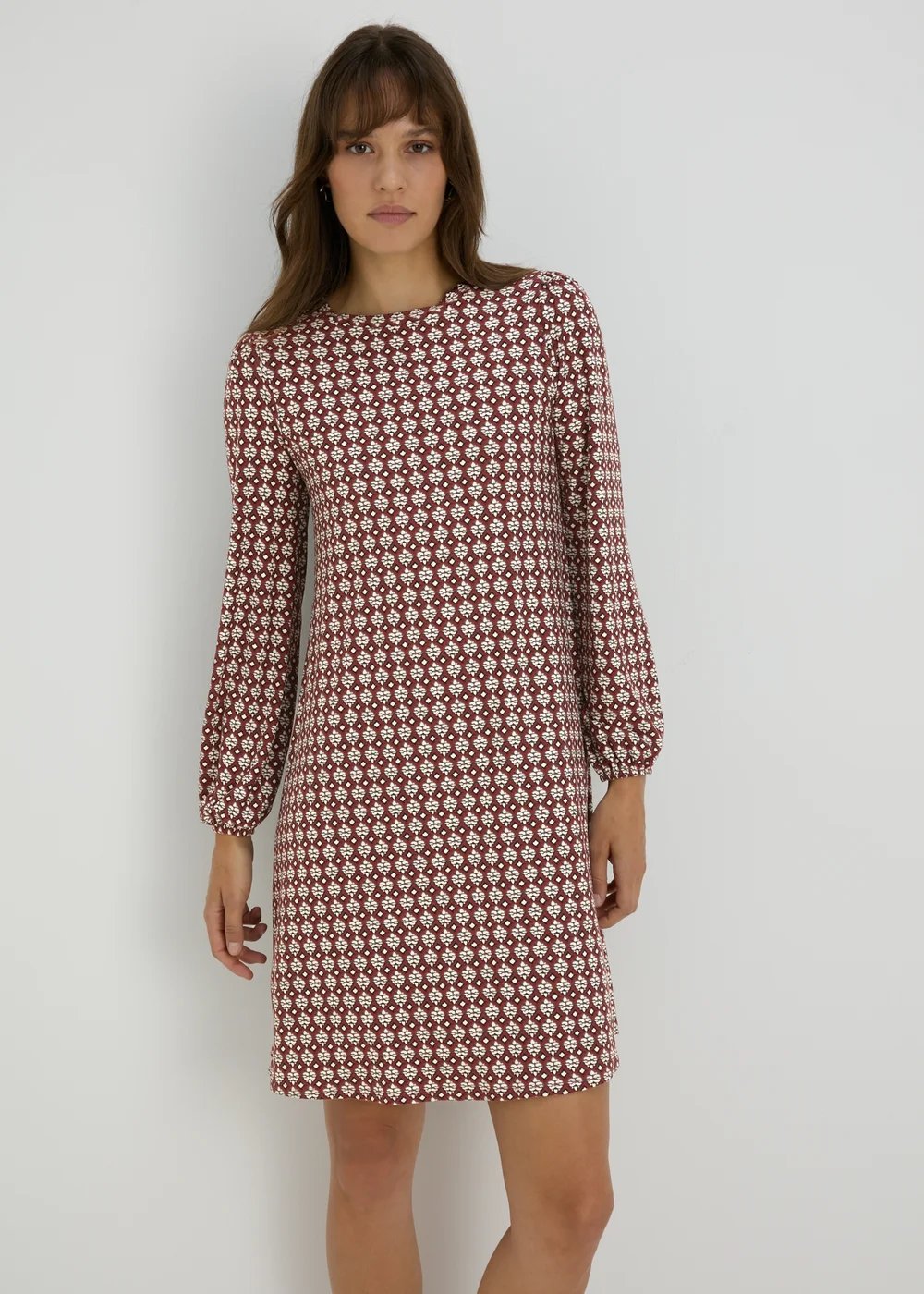 Burgundy Geometric Mini Dress - 8 Image 1