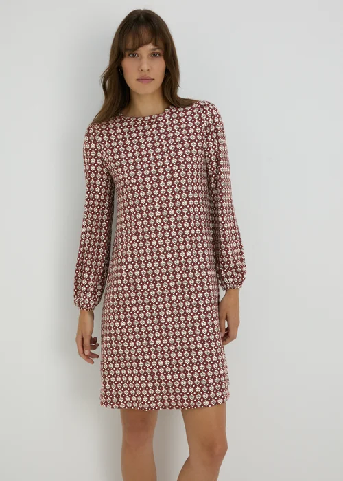 Burgundy Geometric Mini Dress - 8 Image 1