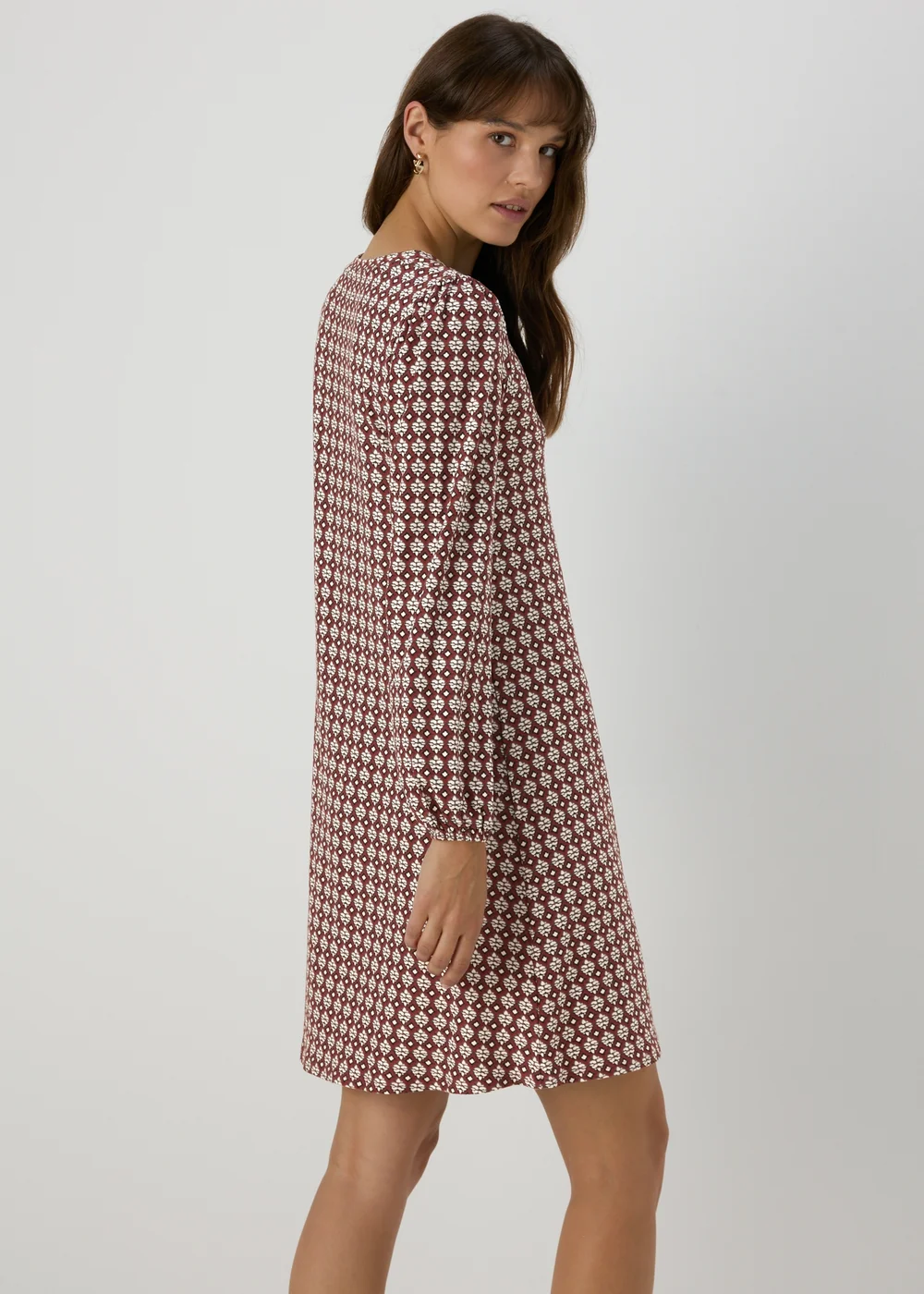 Burgundy Geometric Mini Dress - 8 Image 2