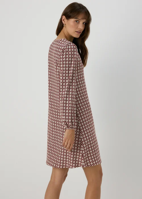 Burgundy Geometric Mini Dress - 8 Image 2